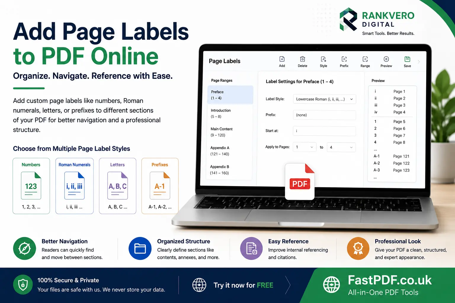 How to set page labels to PDF document